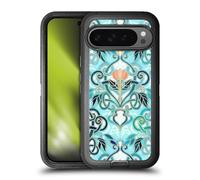 Head Case Designs Officially Licensed Micklyn Le Feuvre Ocean Aqua Art Nouveau With Peach Flowers Patterns 2 Ultra-Armoured Shockproof Case [Military Grade] Compatible With Google Pixel 9 Pro XL