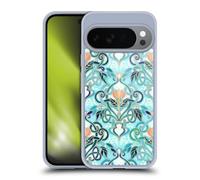 Head Case Designs Officially Licensed Micklyn Le Feuvre Ocean Aqua Art Nouveau With Peach Flowers Patterns 2 Gel Case [Military Grade] Compatible with Google Pixel 10 and Compatible with MagSafe