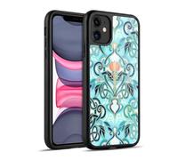 Head Case Designs Officially Licensed Micklyn Le Feuvre Ocean Aqua Art Nouveau With Peach Flowers Patterns 2 Gel Armour Case [Military Grade Protection] Compatible With Apple iPhone 11