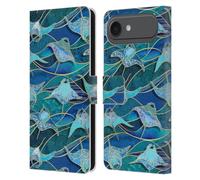 Head Case Designs Officially Licensed Micklyn Le Feuvre Patchwork Manta Rays in Blue Flora And Fauna Leather Wallet Case Compatible With Apple iPhone 17 Air