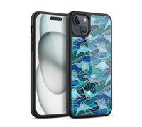 Head Case Designs Officially Licensed Micklyn Le Feuvre Patchwork Manta Rays in Blue Flora And Fauna Gel Armour Case [Military Grade Protection] Compatible With Apple iPhone 15 Plus
