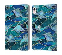 Head Case Designs Officially Licensed Micklyn Le Feuvre Patchwork Manta Rays in Blue Flora And Fauna Leather Wallet Case Compatible With Apple iPad mini (2021/2024)