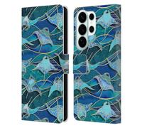 Head Case Designs Officially Licensed Micklyn Le Feuvre Patchwork Manta Rays in Blue Flora And Fauna Leather Wallet Case Compatible With Samsung Galaxy S26 Ultra