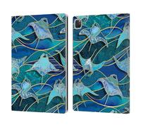 Head Case Designs Officially Licensed Micklyn Le Feuvre Patchwork Manta Rays in Blue Flora And Fauna Leather Wallet Case Compatible With Apple iPad Pro 12.9 2020/2021/2022