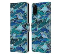 Head Case Designs Officially Licensed Micklyn Le Feuvre Patchwork Manta Rays in Blue Flora And Fauna Leather Wallet Case Compatible With Samsung Galaxy A07
