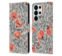 Head Case Designs Officially Licensed Micklyn Le Feuvre Peachy Coral Scattered Poppies Flora And Fauna Leather Wallet Case Compatible With Samsung Galaxy S26 Ultra