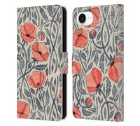 Head Case Designs Officially Licensed Micklyn Le Feuvre Peachy Coral Scattered Poppies Flora And Fauna Leather Wallet Case Compatible With Apple iPhone 16e