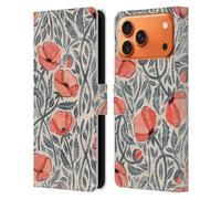 Head Case Designs Officially Licensed Micklyn Le Feuvre Peachy Coral Scattered Poppies Flora And Fauna Leather Wallet Case Compatible With Apple iPhone 17 Pro Max