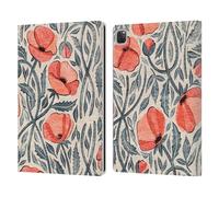 Head Case Designs Officially Licensed Micklyn Le Feuvre Peachy Coral Scattered Poppies Flora And Fauna Leather Wallet Case Compatible With Apple iPad Pro 12.9 2020/2021/2022