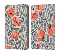 Head Case Designs Officially Licensed Micklyn Le Feuvre Peachy Coral Scattered Poppies Flora And Fauna Leather Wallet Case Compatible With Apple iPad mini (2021/2024)