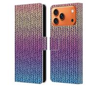 Head Case Designs Officially Licensed Micklyn Le Feuvre Rainbow Chunky Knit Patterns Leather Wallet Case Compatible With Apple iPhone 17 Pro Max