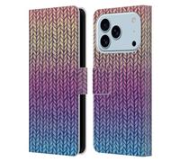 Head Case Designs Officially Licensed Micklyn Le Feuvre Rainbow Chunky Knit Patterns Leather Wallet Case Compatible With Apple iPhone 17 Pro