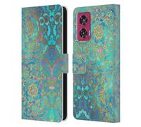 Head Case Designs Officially Licensed Micklyn Le Feuvre Sapphire and Jade Mandala Leather Book Wallet Case Cover Compatible With Motorola Edge 50 Fusion