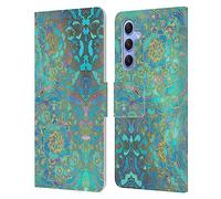 Head Case Designs Officially Licensed Micklyn Le Feuvre Sapphire and Jade Mandala Leather Wallet Case Compatible With Samsung Galaxy A34 5G