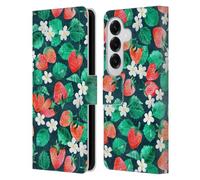 Head Case Designs Officially Licensed Micklyn Le Feuvre Strawberry Watercolor in Blue Flora And Fauna Leather Wallet Case Compatible With Samsung Galaxy S26
