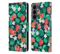 Head Case Designs Officially Licensed Micklyn Le Feuvre Strawberry Watercolor in Blue Flora And Fauna Leather Wallet Case Compatible With Samsung Galaxy S26 Plus
