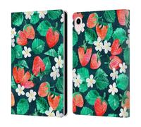 Head Case Designs Officially Licensed Micklyn Le Feuvre Strawberry Watercolor in Blue Flora And Fauna Leather Wallet Case Compatible With Apple iPad mini (2021/2024)