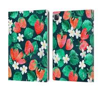 Head Case Designs Officially Licensed Micklyn Le Feuvre Strawberry Watercolor in Blue Flora And Fauna Leather Wallet Case Compatible With Apple iPad Pro 12.9 2020/2021/2022