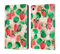 Head Case Designs Officially Licensed Micklyn Le Feuvre Strawberry Watercolor in Peach Flora And Fauna Leather Wallet Case Compatible With Apple iPad mini (2021/2024)