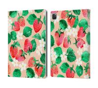 Head Case Designs Officially Licensed Micklyn Le Feuvre Strawberry Watercolor in Peach Flora And Fauna Leather Wallet Case Compatible With Apple iPad Pro 12.9 2020/2021/2022