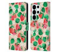 Head Case Designs Officially Licensed Micklyn Le Feuvre Strawberry Watercolor in Peach Flora And Fauna Leather Wallet Case Compatible With Samsung Galaxy S26 Ultra