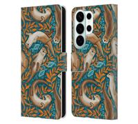 Head Case Designs Officially Licensed Micklyn Le Feuvre Swimming Otters in Teal Orange Flora And Fauna Leather Wallet Case Compatible With Samsung Galaxy S26 Ultra