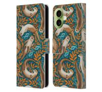 Head Case Designs Officially Licensed Micklyn Le Feuvre Swimming Otters in Teal Orange Flora And Fauna Leather Wallet Case Compatible With Apple iPhone 17