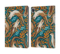 Head Case Designs Officially Licensed Micklyn Le Feuvre Swimming Otters in Teal Orange Flora And Fauna Leather Wallet Case Compatible With Apple iPad Pro 12.9 2020/2021/2022