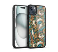 Head Case Designs Officially Licensed Micklyn Le Feuvre Swimming Otters in Teal Orange Flora And Fauna Gel Armour Case [Military Grade Protection] Compatible With Apple iPhone 15 Plus