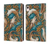 Head Case Designs Officially Licensed Micklyn Le Feuvre Swimming Otters in Teal Orange Flora And Fauna Leather Wallet Case Compatible With Apple iPad mini (2021/2024)