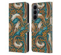 Head Case Designs Officially Licensed Micklyn Le Feuvre Swimming Otters in Teal Orange Flora And Fauna Leather Wallet Case Compatible With Samsung Galaxy S26 Plus