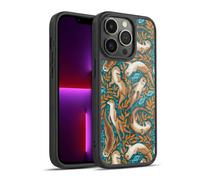 Head Case Designs Officially Licensed Micklyn Le Feuvre Swimming Otters in Teal Orange Flora And Fauna Gel Armour Case [Military Grade Protection] Compatible With Apple iPhone 13 Pro