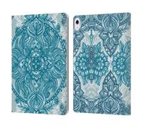 Head Case Designs Officially Licensed Micklyn Le Feuvre Teal And White Lace Pencil Doodle Mandala 3 Leather Wallet Case Compatible With Apple iPad Air 13 2024/2025
