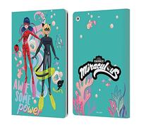 Head Case Designs Officially Licensed Miraculous Ladybug Awesome Power Aqua Ladybug Leather Wallet Case Compatible With Apple iPad 10.2 2019/2020/2021