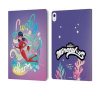 Head Case Designs Officially Licensed Miraculous Ladybug Lucky Charm Aqua Ladybug Leather Wallet Case Compatible With Apple iPad Air 13 2024/2025