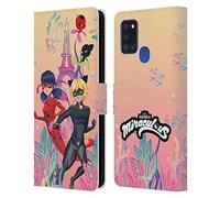 Head Case Designs Officially Licensed Miraculous Tales of Ladybug & Cat Noir Aqua Power Aqua Ladybug Leather Wallet Case Compatible With Samsung Galaxy A21s (2020)