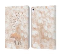 Head Case Designs Officially Licensed Monika Strigel Happy Elephant Champagne Gold Leather Wallet Case Compatible With Apple iPad Air 13 2024/2025