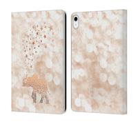 Head Case Designs Officially Licensed Monika Strigel Happy Elephant Champagne Gold Leather Wallet Case Compatible With Apple iPad 10.9 2022/2025