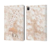 Head Case Designs Officially Licensed Monika Strigel Happy Elephant Champagne Gold Leather Wallet Case Compatible With Apple iPad Pro 13 M4 2024