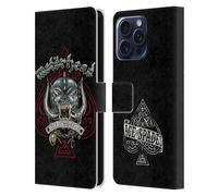 Head Case Designs Officially Licensed Motorhead Ace Of Spades Dog Graphics Leather Wallet Case Compatible With Apple iPhone 16 Pro Max