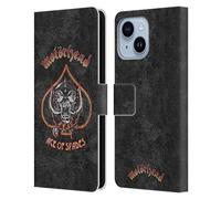 Head Case Designs Officially Licensed Motorhead Ace Of Spades Vintage Key Art Leather Wallet Case Compatible With Apple iPhone 14 Plus