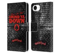 Head Case Designs Officially Licensed Motorhead Don't Let 'Em Grind You Down Key Art Leather Wallet Case Compatible With Apple iPhone 16e