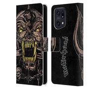 Head Case Designs Officially Licensed Motorhead Snaggletooth Graphics Leather Wallet Case Compatible With Oppo Find X5 Pro