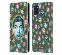 Head Case Designs Officially Licensed Mr. Bean Collage Key Art Leather Wallet Case Compatible With Samsung Galaxy A21s (2020)