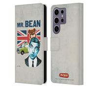 Head Case Designs Officially Licensed Mr. Bean with Teddy London Art Leather Wallet Case Compatible with Samsung Galaxy S25 Ultra