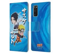 Head Case Designs Officially Licensed Naruto Shippuden Chibi Sasuke Naruto Art Leather Wallet Case Compatible With Samsung Galaxy S20 / S20 5G