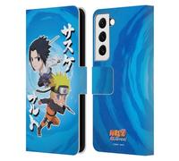 Head Case Designs Officially Licensed Naruto Shippuden Chibi Sasuke Naruto Art Leather Wallet Case Compatible With Samsung Galaxy S22 5G