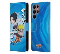 Head Case Designs Officially Licensed Naruto Shippuden Chibi Sasuke Naruto Art Leather Wallet Case Compatible With Samsung Galaxy S22 Ultra 5G