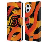 Head Case Designs Officially Licensed Naruto Shippuden Konoha Nine Tails Iconic Leather Wallet Case Compatible With Apple iPhone 16 Plus