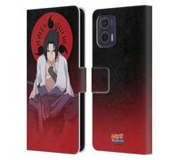 Head Case Designs Officially Licensed Naruto Shippuden Sasuke Uchiha Character Art Leather Wallet Case Compatible With Motorola Moto G73 5G